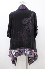 画像2: Qutie Frash / 和柄切替カーデ  黒 H-26-04-29-040-QU-TO-AK-ZH (2)