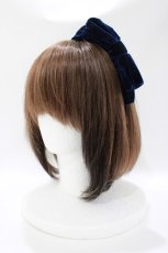 画像1: Jane Marple / ベルベットリボンカチューシャ  ネイビー H-26-04-29-1001-JM-AC-KB-ZH (1)