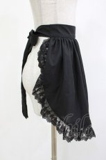 画像2: ATELIER PIERROT / ロゴ刺繍入りレースエプロン  ブラック H-26-04-29-1035-EL-ZA-KB-ZH (2)