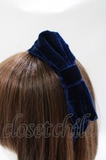 画像2: Jane Marple / ベルベットリボンカチューシャ  ネイビー H-26-04-29-1001-JM-AC-KB-ZH (2)