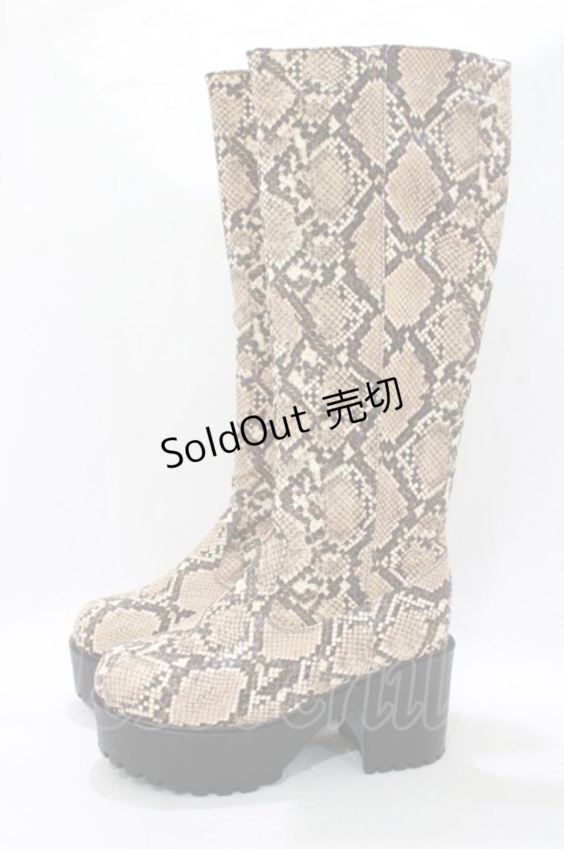 画像2: YOSUKE / 厚底ロングブーツ M ベージュコンビ H-26-04-29-1007-PU-SH-KB-ZH (2)