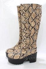 画像2: YOSUKE / 厚底ロングブーツ M ベージュコンビ H-26-04-29-1007-PU-SH-KB-ZH (2)