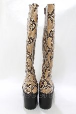 画像3: YOSUKE / 厚底ロングブーツ M ベージュコンビ H-26-04-29-1007-PU-SH-KB-ZH (3)