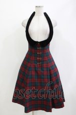画像1: EXCENTRIQUE / Britshチェック・ジャンパースカート S/M レッド×グリーン H-26-04-29-1010-EL-OP-AK-ZH (1)