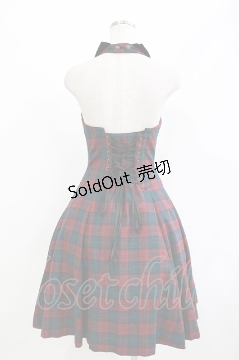 画像3: EXCENTRIQUE / Britshチェック・ジャンパースカート S/M レッド×グリーン H-26-04-29-1010-EL-OP-AK-ZH (3)
