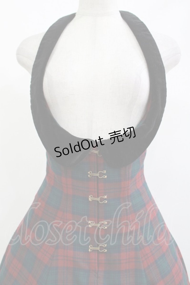 画像4: EXCENTRIQUE / Britshチェック・ジャンパースカート S/M レッド×グリーン H-26-04-29-1010-EL-OP-AK-ZH (4)