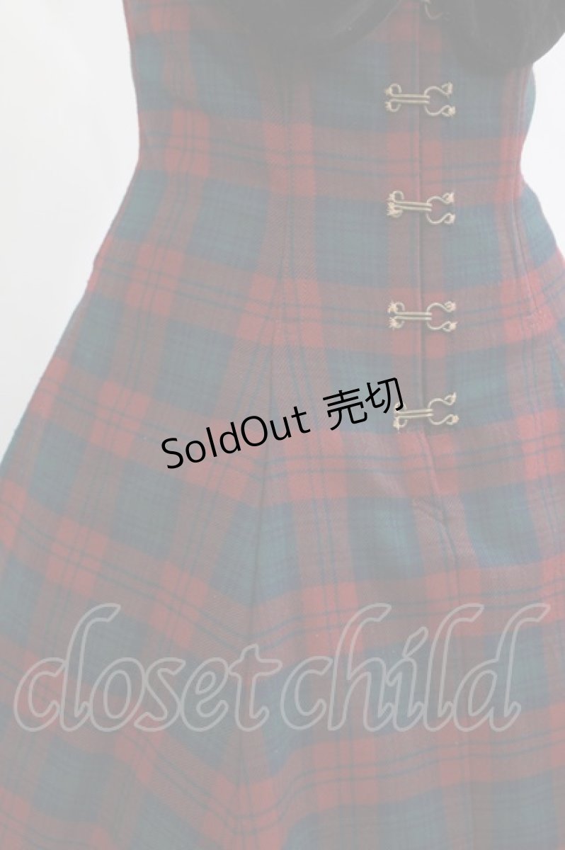 画像5: EXCENTRIQUE / Britshチェック・ジャンパースカート S/M レッド×グリーン H-26-04-29-1010-EL-OP-AK-ZH (5)