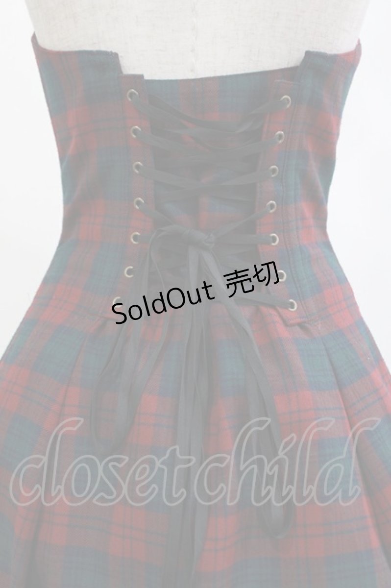 画像7: EXCENTRIQUE / Britshチェック・ジャンパースカート S/M レッド×グリーン H-26-04-29-1010-EL-OP-AK-ZH (7)