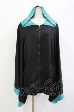 画像1: NieR Clothing / 着物風袖ZIPパーカー  黒×緑 H-26-04-29-1016-PU-TO-KB-ZH (1)