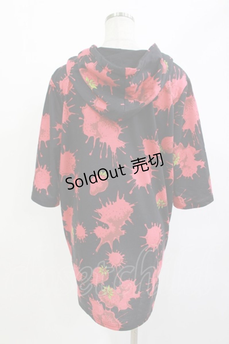 画像2: Drug Honey / ストロベリーブラッド半袖パーカー  ブラック H-26-04-29-1017-PU-TO-KB-ZH (2)