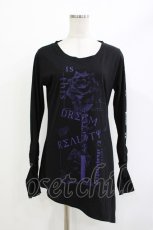 画像1: SEX POT ReVeNGe / ギャザースリーブプリントカットソー M ブラック H-26-04-29-1020-SP-TO-KB-ZH (1)