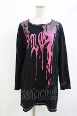 画像1: ALGONQUINS / プリントロングカットソー  黒×ピンク H-26-04-29-1025-AL-TO-KB-ZH (1)
