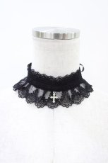画像1: ATELIER PIERROT / 十字架レースチョーカー  黒 H-26-04-29-010-EL-AC-AK-ZH (1)