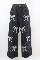 画像1: Candy Stripper / LACY RIBBON DENIM PANTS  ブラック H-26-04-29-019-PU-PA-KB-ZH (1)