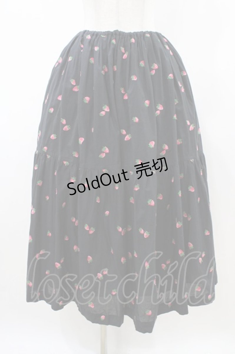 画像1: Jane Marple / Very berries embroideryスカート  ブラック H-26-04-29-022-JM-SK-KB-ZH (1)