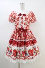 画像1: To Alice / StrawberryRabbitプリントワンピース S ワイン H-26-04-30-026-LO-OP-YZ-ZH (1)
