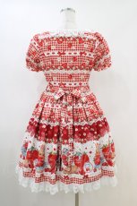 画像2: To Alice / StrawberryRabbitプリントワンピース S ワイン H-26-04-30-026-LO-OP-YZ-ZH (2)