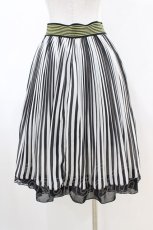 画像2: axes femme / ストライププリーツスカート M ブラック H-26-04-30-036-AX-SK-NS-ZH (2)