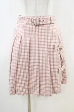 画像1: Ank Rouge / フロントリボンプリーツスカート M ピンクチェック H-26-04-30-037-CA-SK-NS-ZH (1)