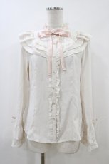 画像1: axes femme / フリル袖ブラウス M オフ/ピンク H-26-04-30-055-AX-BL-NS-ZH (1)