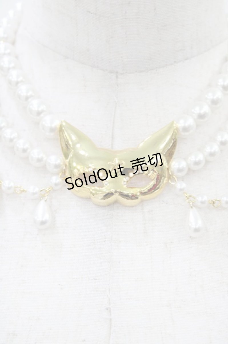 画像1: Angelic Pretty / Masquerade Catチョーカー  ゴールド×シロ H-26-04-30-011-AP-AC-YZ-ZH (1)