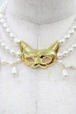 画像1: Angelic Pretty / Masquerade Catチョーカー  ゴールド×シロ H-26-04-30-011-AP-AC-YZ-ZH (1)