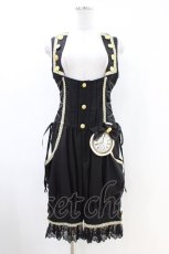 画像1: ALICE and the PIRATES / 時計ウサギのサロペット Free ブラック H-26-04-30-021-PA-OP-NS-ZH (1)