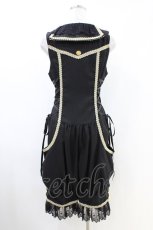 画像2: ALICE and the PIRATES / 時計ウサギのサロペット Free ブラック H-26-04-30-021-PA-OP-NS-ZH (2)