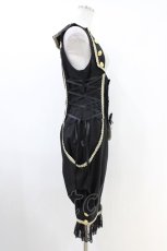 画像3: ALICE and the PIRATES / 時計ウサギのサロペット Free ブラック H-26-04-30-021-PA-OP-NS-ZH (3)