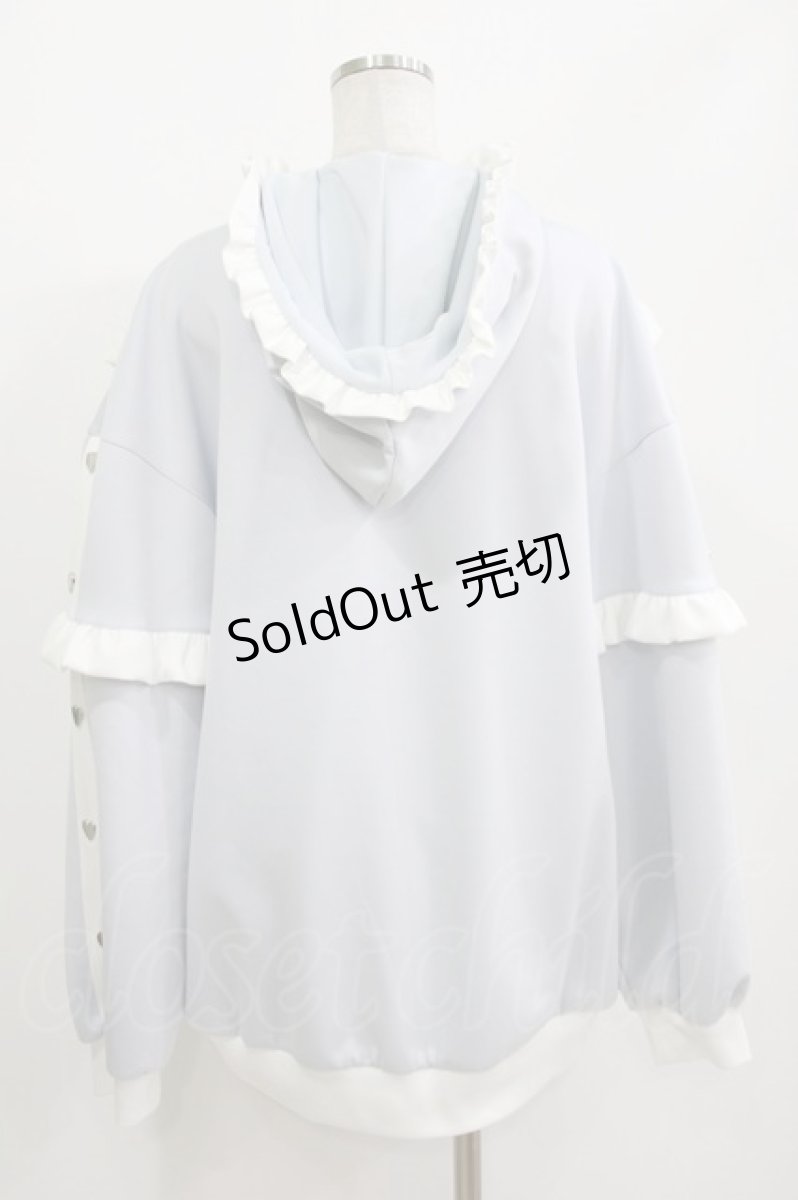 画像3: DearMyLove / ジャージフリルパーカーワンピース M~L サックス H-26-05-01-029-EL-SK-NS-ZH (3)