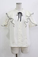 画像1: Fi.n.t / 配色メローシアーラッフルブラウス Free OFF WHITE H-26-05-01-035-CA-TO-NS-ZH (1)