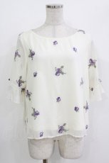 画像1: an another angelus / パンジー総刺繍ブラウス Free OFFWHITE/PURPLE H-26-05-01-036-CA-BL-NS-ZH (1)