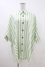画像1: MILKBOY / STRIPE SHIRT  グリーン H-26-05-01-1025-MB-BL-KB-ZH (1)