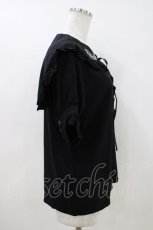 画像2: LISTEN FLAVOR / リボン付フリルセーラーブラウス  ブラック H-26-05-01-1027-PU-BL-KB-ZH (2)