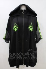 画像1: LISTEN FLAVOR / 猫耳肉球ファイヤー袖メッシュジャージ  ブラック×グリーン H-26-05-01-1028-PU-JA-KB-ZH (1)