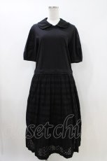 画像1: Jane Marple / ヴィンテージストライプレースコラボレーションドレス  ブラック×ブラック H-26-05-01-1006-JM-OP-KB-ZH (1)
