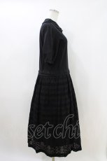 画像2: Jane Marple / ヴィンテージストライプレースコラボレーションドレス  ブラック×ブラック H-26-05-01-1006-JM-OP-KB-ZH (2)