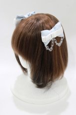画像1: DearMyLove / 大きめカチャベルトチェーンリボン2個セットヘアクリップ  サックス H-26-05-01-063-EL-AC-NS-ZH (1)