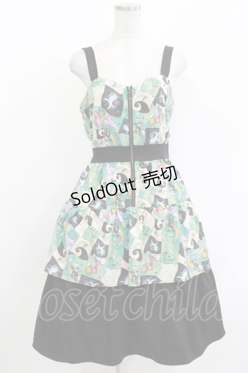 画像1: axes femme POETIQUE / ナイトメアー・ビフォア・クリスマス/ツギハギ風ワンピース M ブラック H-26-05-01-002-AX-OP-NS-ZH (1)