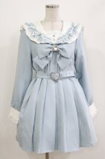 画像1: DearMyLove / セーラービジューレースフリルワンピース L サックス H-26-05-01-015-EL-OP-NS-ZH (1)