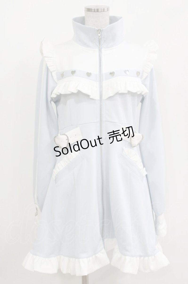 画像1: DearMyLove / フリルたっぷりメイドジャージワンピース L サックス H-26-05-01-020-EL-OP-NS-ZH (1)