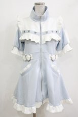 画像1: DearMyLove / フリルメイドジャージワンピース L サックス H-26-05-01-021-EL-OP-NS-ZH (1)
