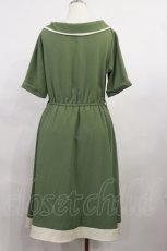 画像2: Fi.n.t / サイド衿バイカラーワンピース Free GREEN×WH H-26-05-02-005-CA-OP-NS-ZH (2)
