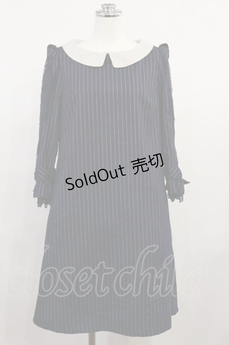画像1: axes femme / 袖リボンワンピース M ネイビー H-26-05-02-007-AX-OP-NS-ZH (1)