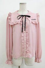 画像1: Ank Rouge / ロゴ刺繍セーラーブラウス M ピンク H-26-05-02-1030-CA-BL-NS-ZH (1)