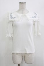 画像1: Ank Rouge / 襟刺繍テレコトップス M オフ H-26-05-02-1034-CA-TO-NS-ZH (1)