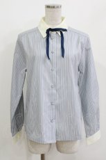 画像1: Fi.n.t / タイ付きレジメストライプクレリックシャツ Free L/BLUE H-26-05-02-1042-CA-BL-NS-ZH (1)
