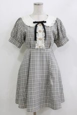 画像1: Ank Rouge / ハイウエストチェックパフワンピース M グレー H-26-05-02-1012-CA-OP-NS-ZH (1)