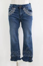 画像1: axes femme / パール&刺繍裾レースデニムパンツ M ブルー H-26-05-02-1018-AX-PA-NS-ZH (1)