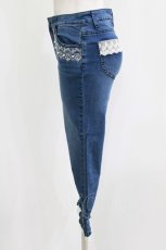 画像2: axes femme / パール&刺繍裾レースデニムパンツ M ブルー H-26-05-02-1018-AX-PA-NS-ZH (2)